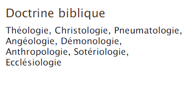 Doctrine Biblique - Partie 1
